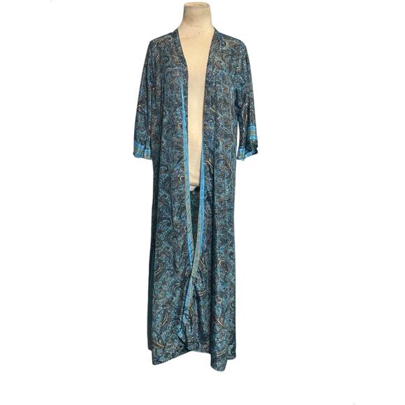Raj Emporium blue paisley open front kimono robe size One Size - Picture 8 of 8